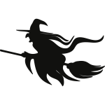 Witch on broomstick silhouette